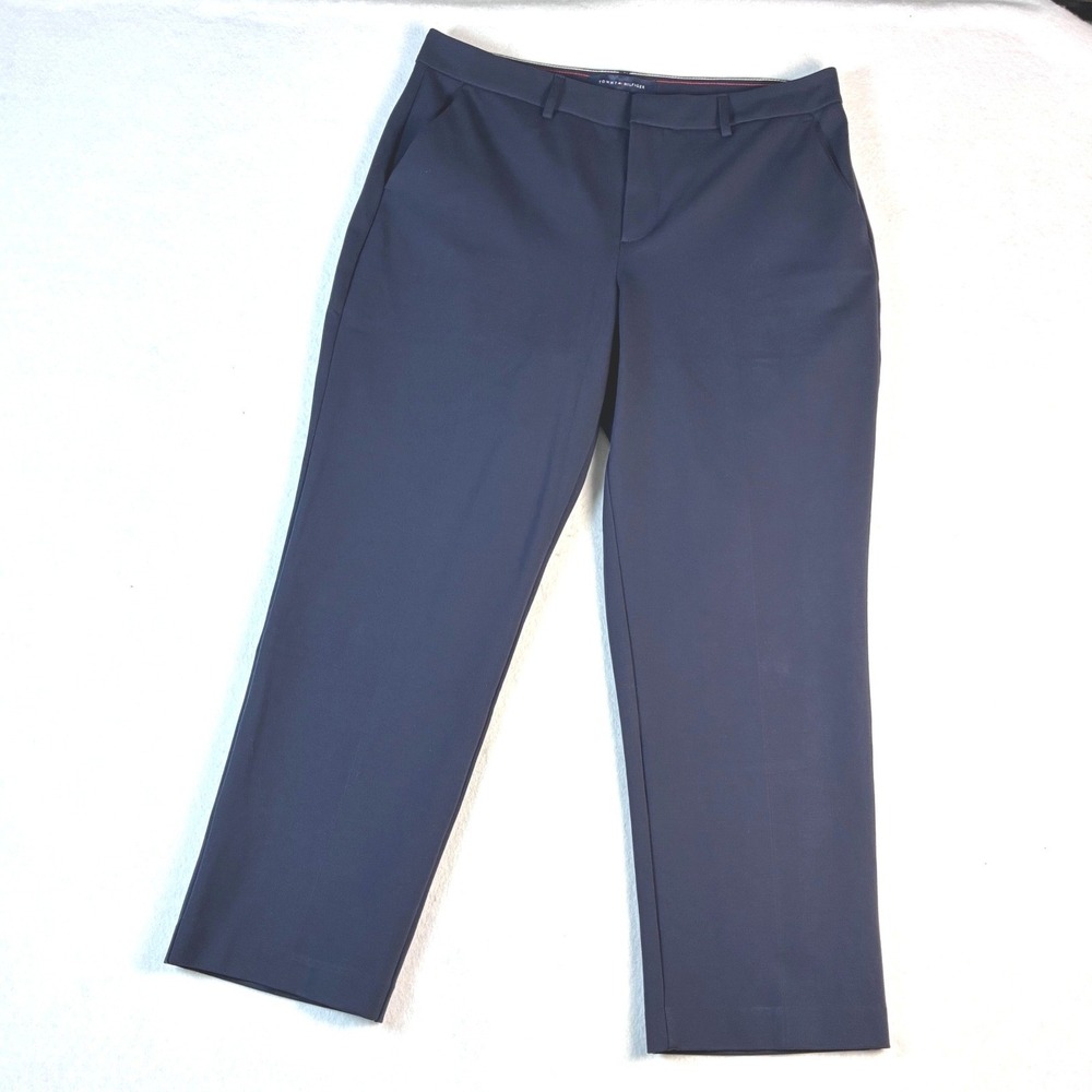 Tommy Hilfiger Dress Pants Stretch Straight Leg Navy Blue Career Workwear 16